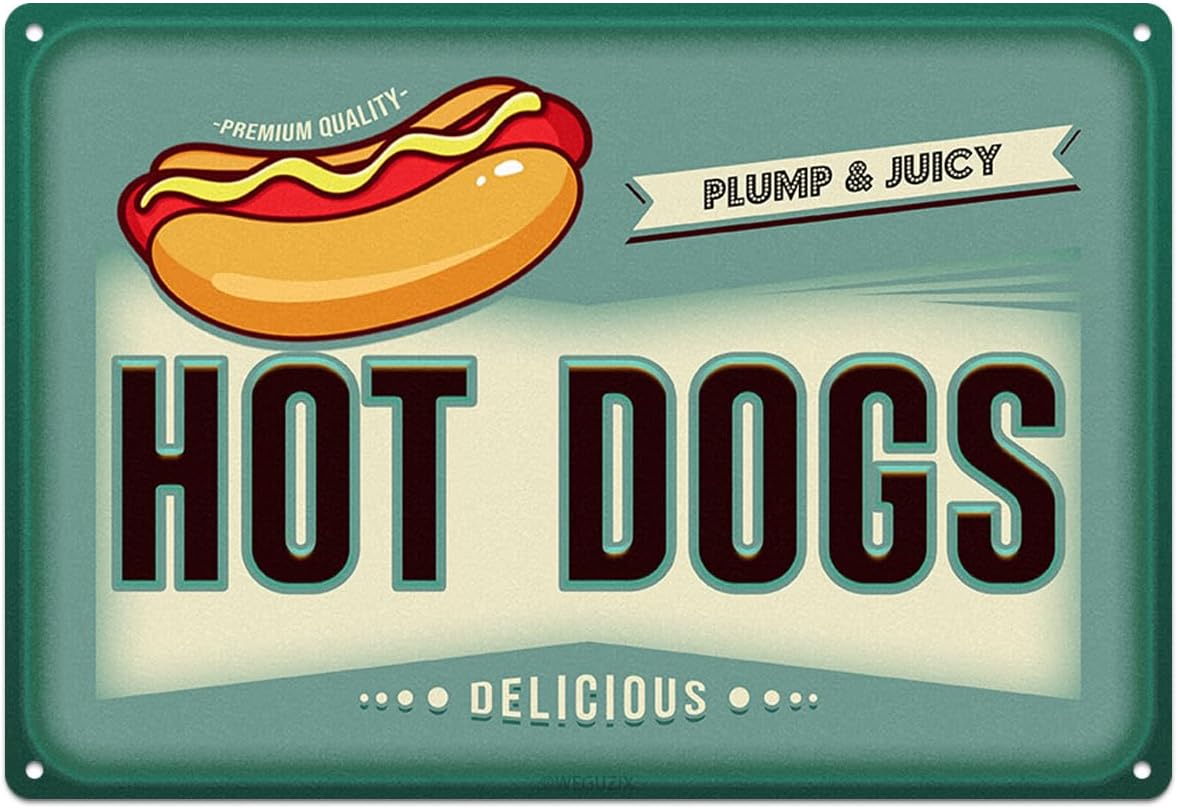 Funny Hot Dogs Metal Sign Retr - Food Snacks Corner 리뷰 및 가격