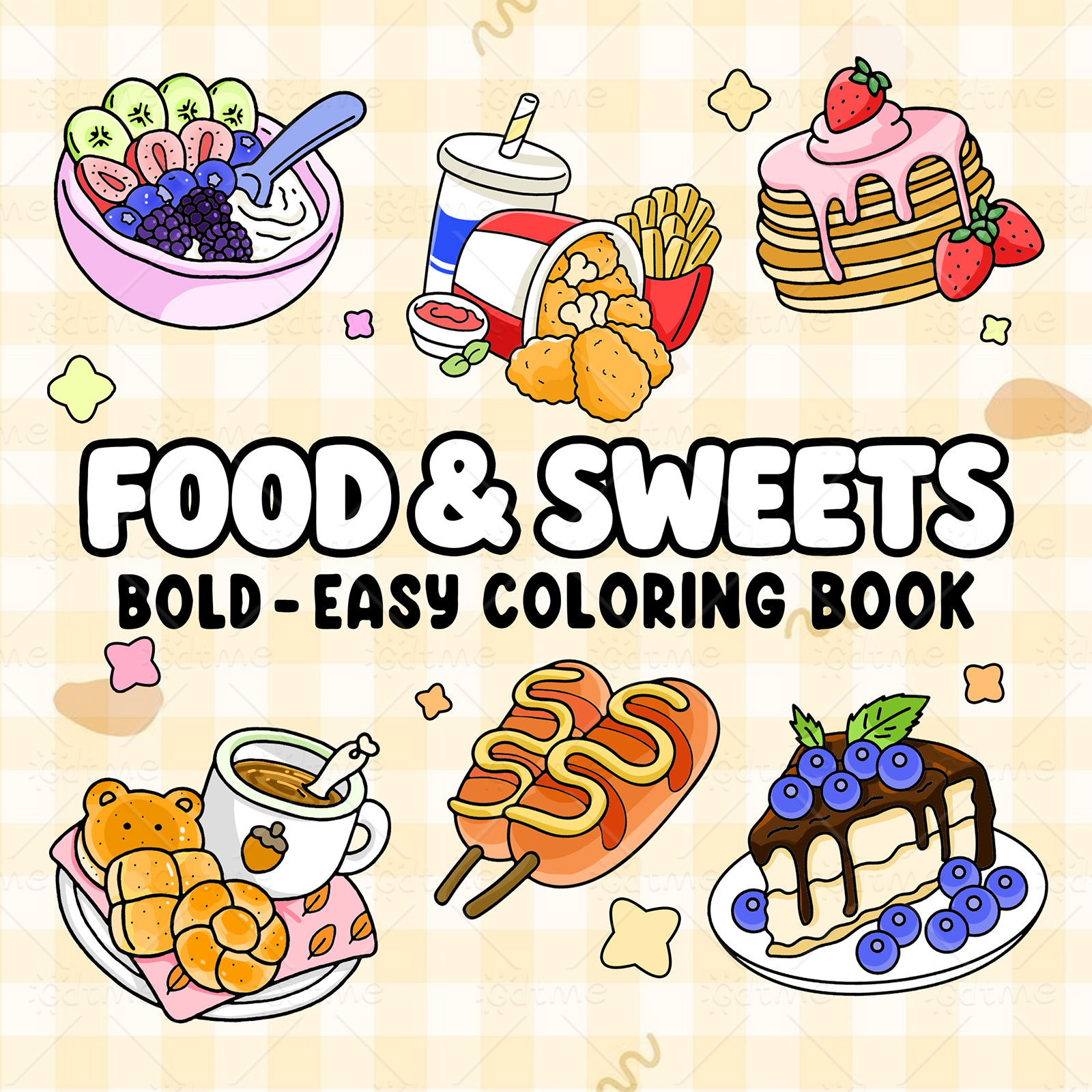 FOOD SWEETS Bold-easy Patterns - Food And Snacks Coloring Book Bold And Easy 리뷰 및 가격