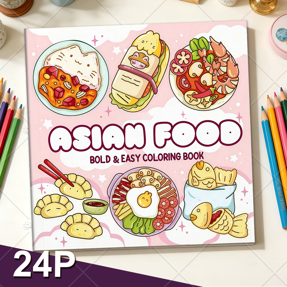 ASIAN Food Bold-easy Patterns  - Food And Snacks Coloring Book Bold And Easy 리뷰 및 가격