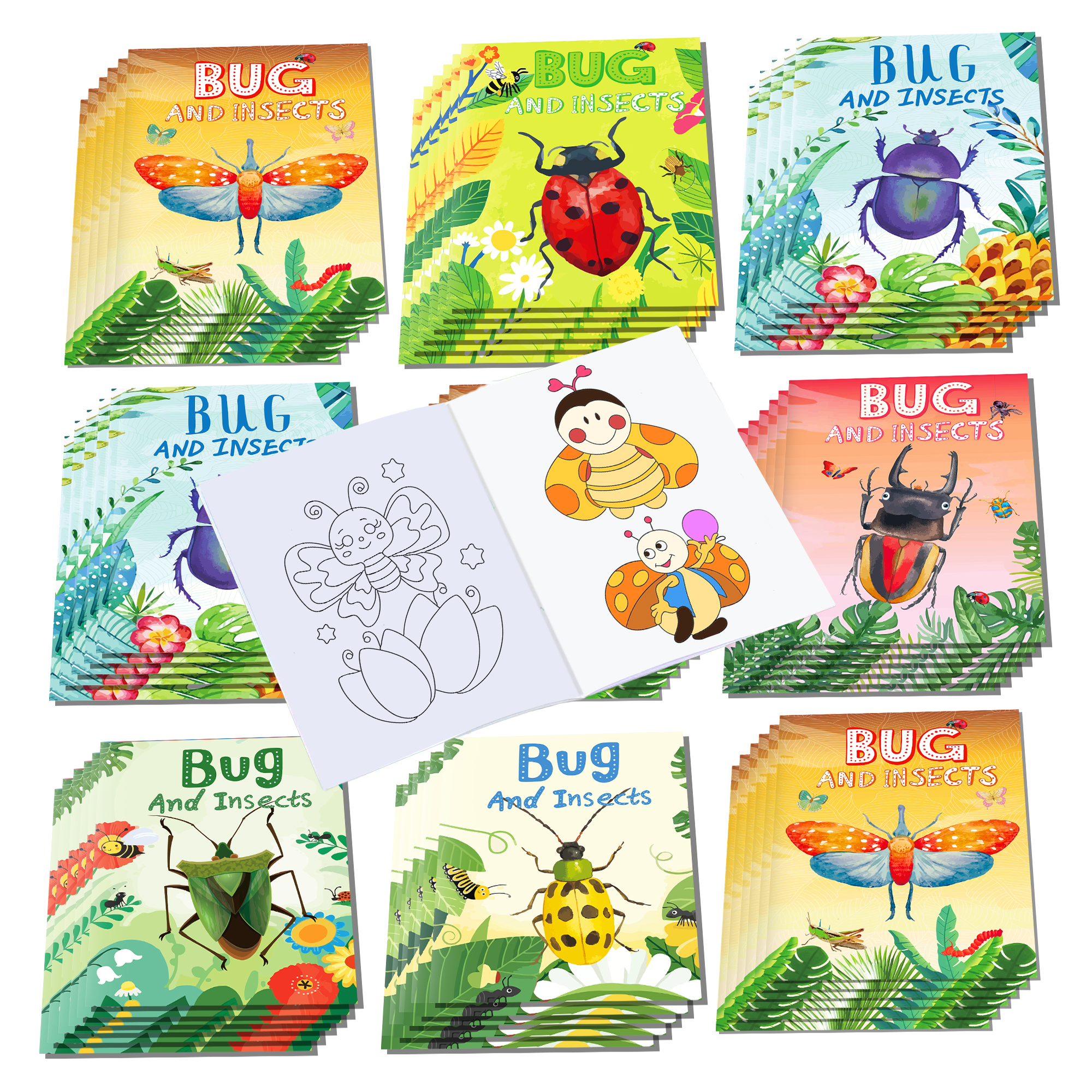 12pcs Cartoon Insect Bug Sprin - Food And Snacks Coloring Book Bold And Easy 리뷰 및 가격