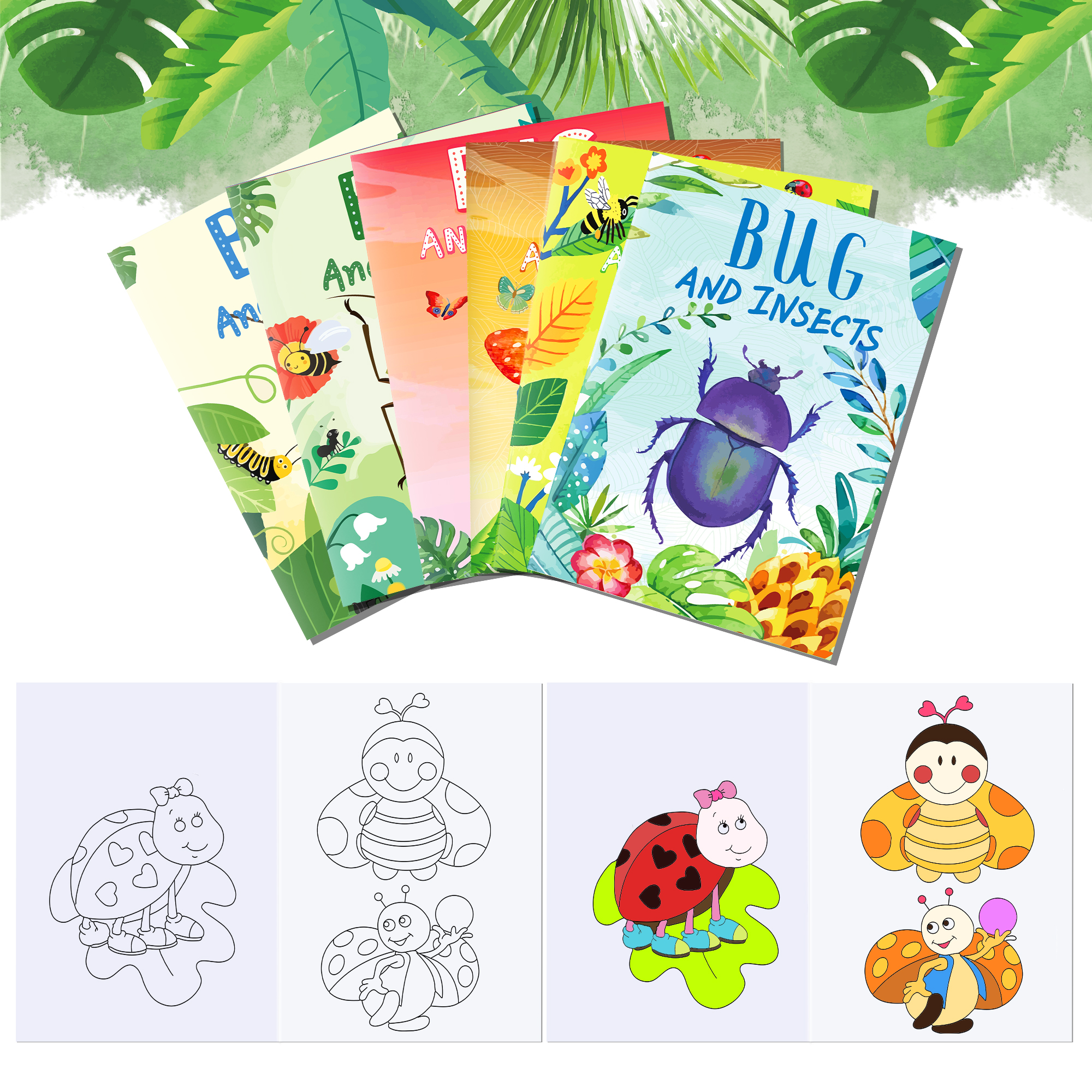 12pcs Cartoon Insect Bug Sprin - Food And Snacks Coloring Book Bold And Easy 리뷰 및 가격