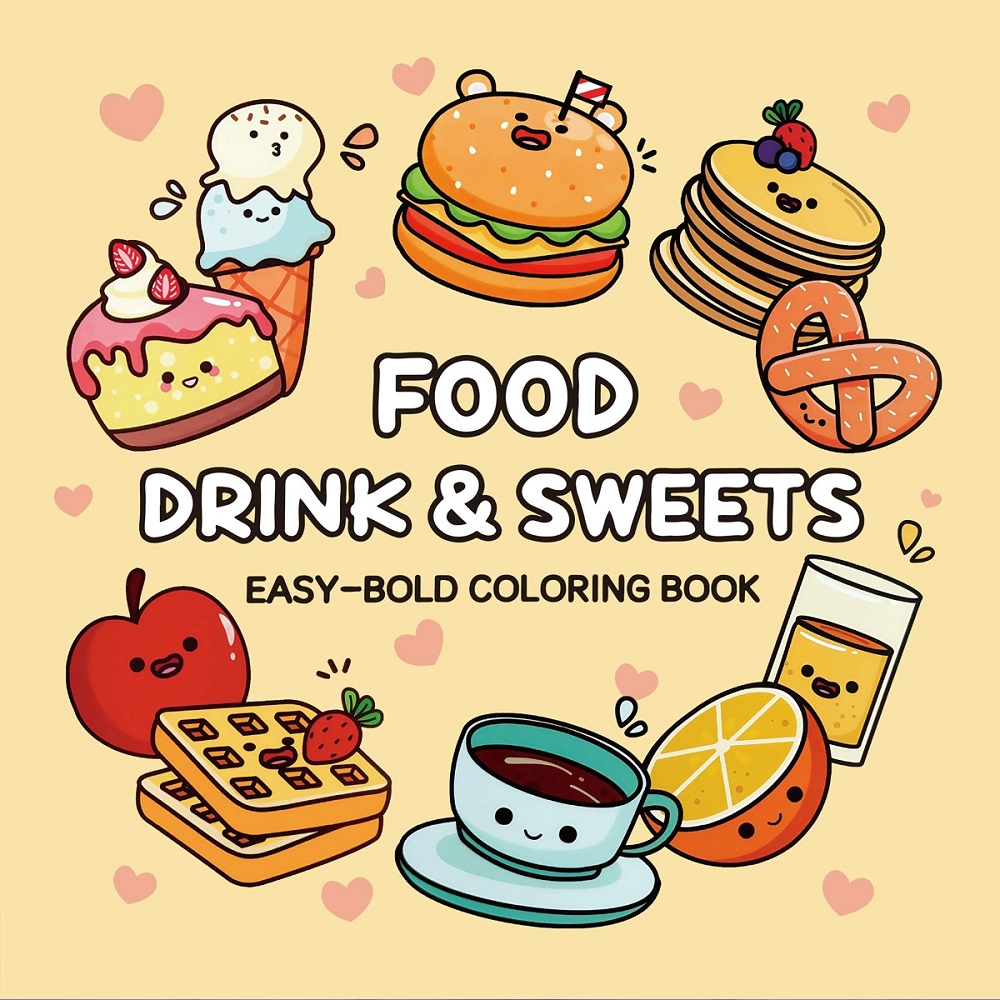 Food Drink & Sweets Easy-bold  - Food And Snacks Coloring Book Bold And Easy 리뷰 및 가격