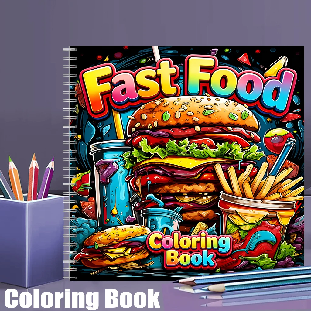 Fast Food Coloring Book for Ad - Food And Snacks Coloring Book Bold And Easy 리뷰 및 가격