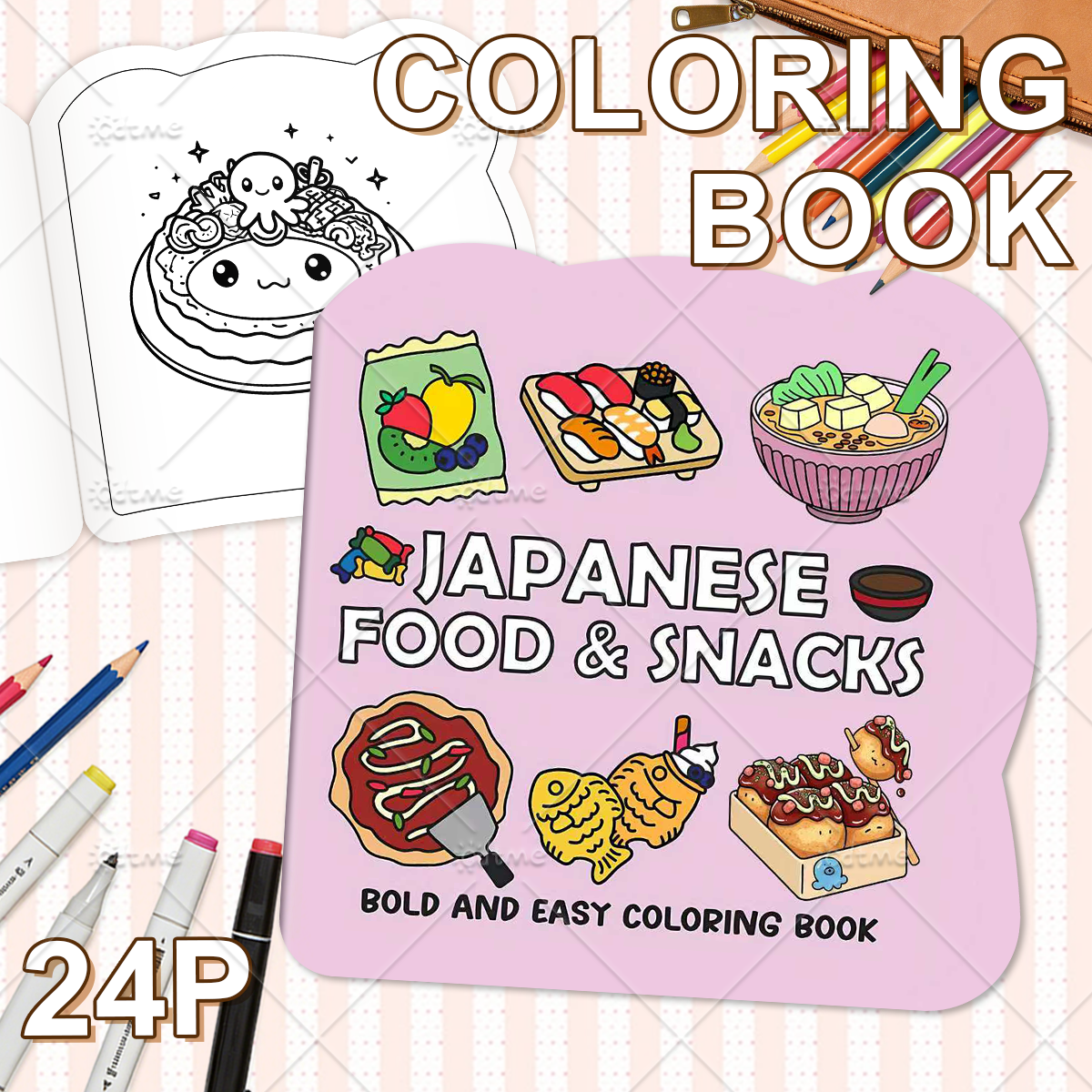JAPANESE FOOD & SNACKS Irregul - Food And Snacks Coloring Book Bold And Easy 리뷰 및 가격